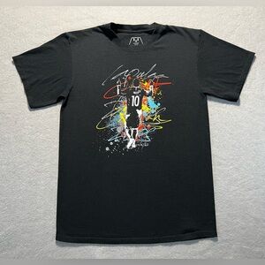 Lionel Messi La Pulga T-Shirt Men’s Medium Black Paint Splash Graphic Cotton Tee